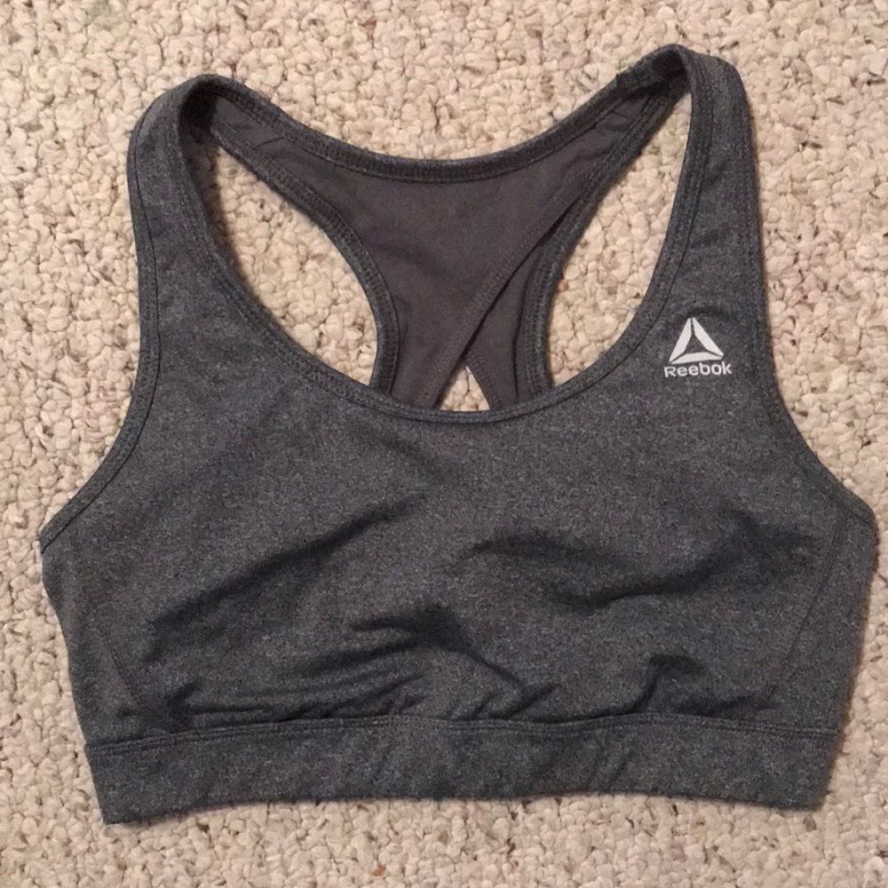 grey reebok sports bra
